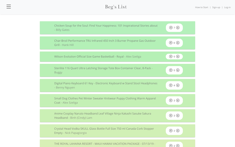 Beg's List Screenshot